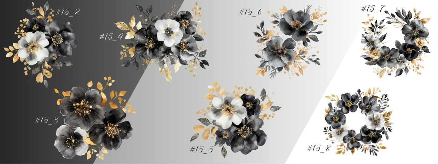 Winterblumen schwarz & Gold | Blumen Bouquet – Perfekte Ergänzung zu XXL Bordüren