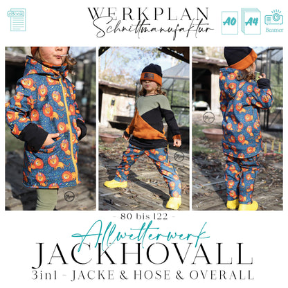 AllwetterWERK JACKHOVALL 3in1 | Jacke & Hose & Overall | A0 & A4 | Beamer - Werkplan.Schnittmanufaktur